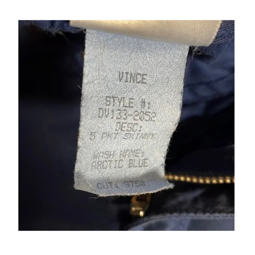 Vince Jeans Pants Artic Blue Skinny Denim Stretch Tencel Cotton Casual Size 29